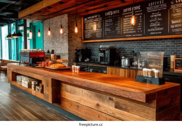Modern Rustic Coffee Shop Counter