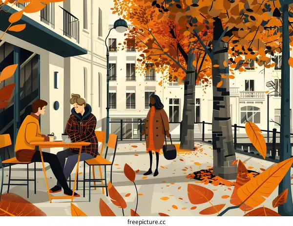 Autumn Day in the City with Friends