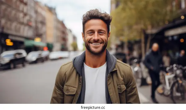 Portrait of a smiling man in a green jacket