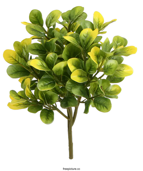 [Transparent Background PNG]Artificial Green Bush Plant with Yellow Tips