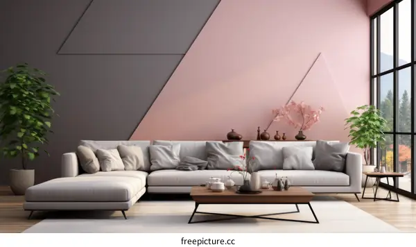 Modern Living Room Interior Design with Sofa and Coffee Table