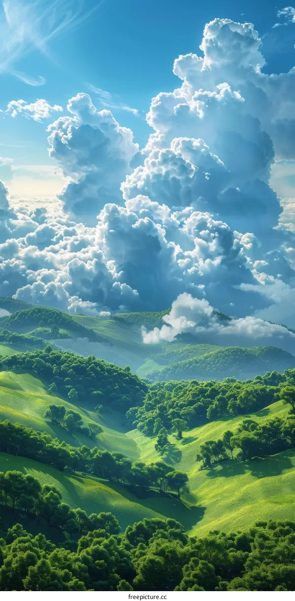Stunning Landscape with Lush Greenery and Cloudscape