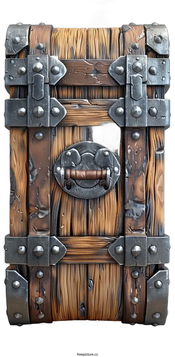 [Transparent Background PNG]Old Wooden Chest with Metal Elements