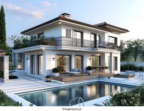 Luxury Villa Exterior with Swimming Pool
