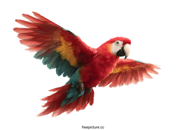 [Transparent Background PNG]Macaw in Flight Against White Background