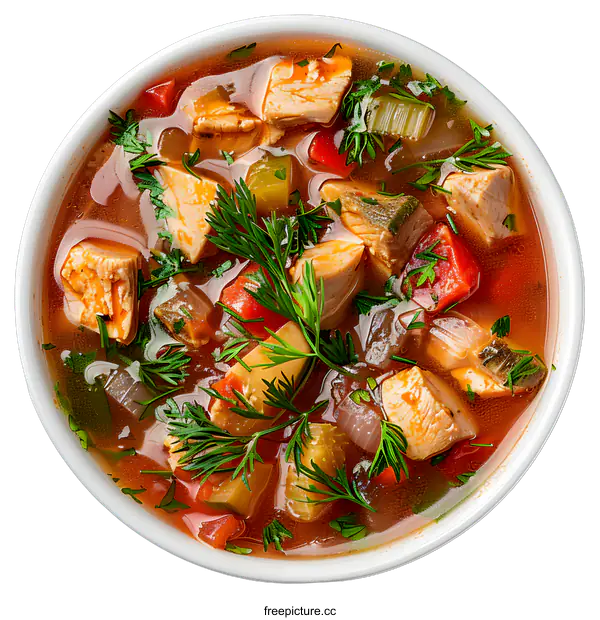 [Transparent Background PNG]Bowl of Chicken and Vegetable Soup