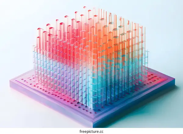 Abstract 3D Cube with Colored Glass Bars