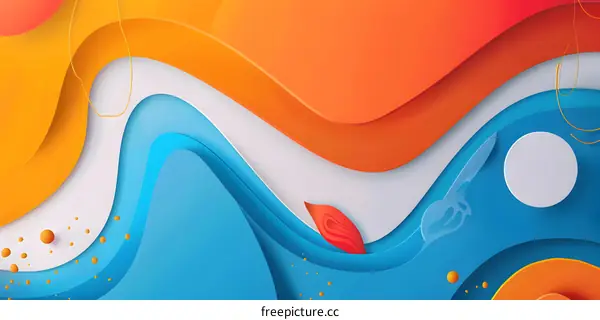 Abstract Background With Wavy Shapes and Paper Cut Out Style