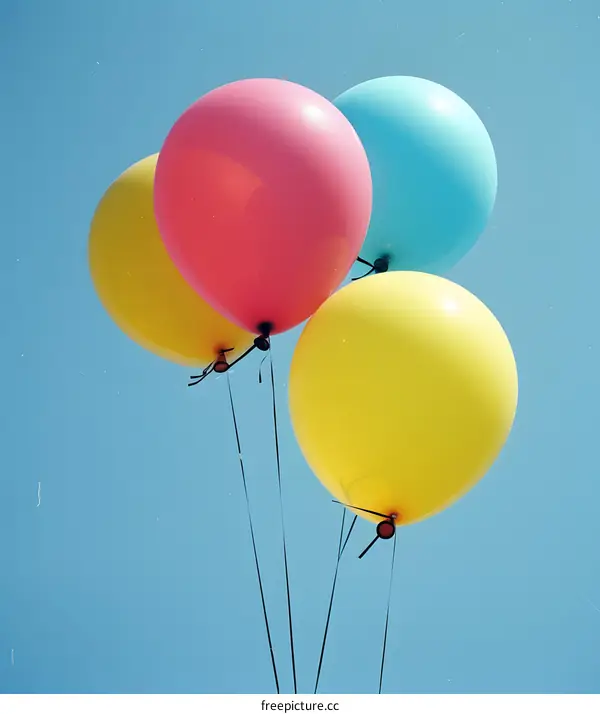 Four Colorful Balloons in the Sky
