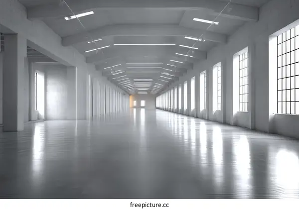 Empty Industrial Warehouse Interior Design
