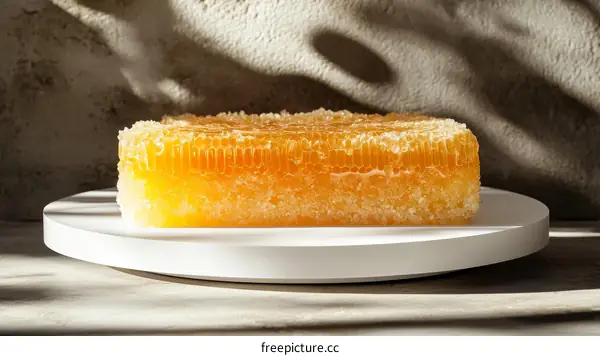 Honeycomb Block Displayed on a White Turntable