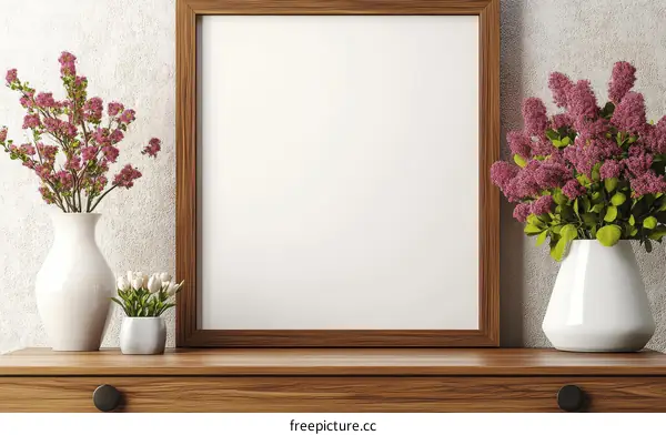 Empty Frame Decorated with Flowers