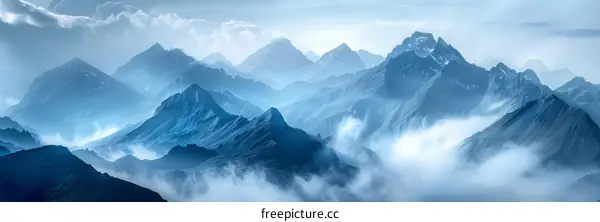 Blue Misty Mountain Landscape