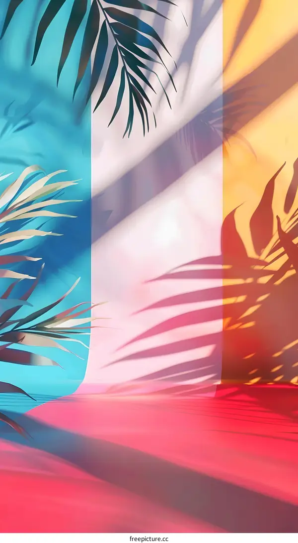 Palm Leaves Shadow Abstract Summer Background
