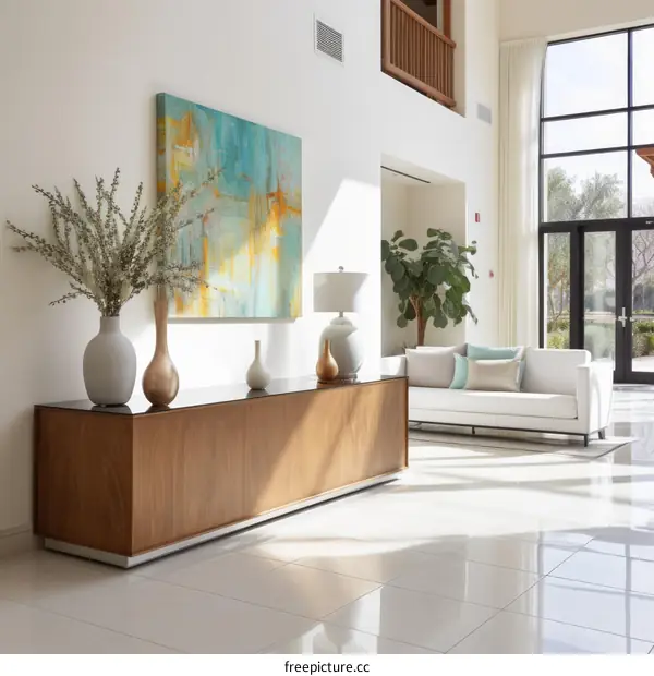 Bright and Airy Lobby Interior With Modern Furnishings
