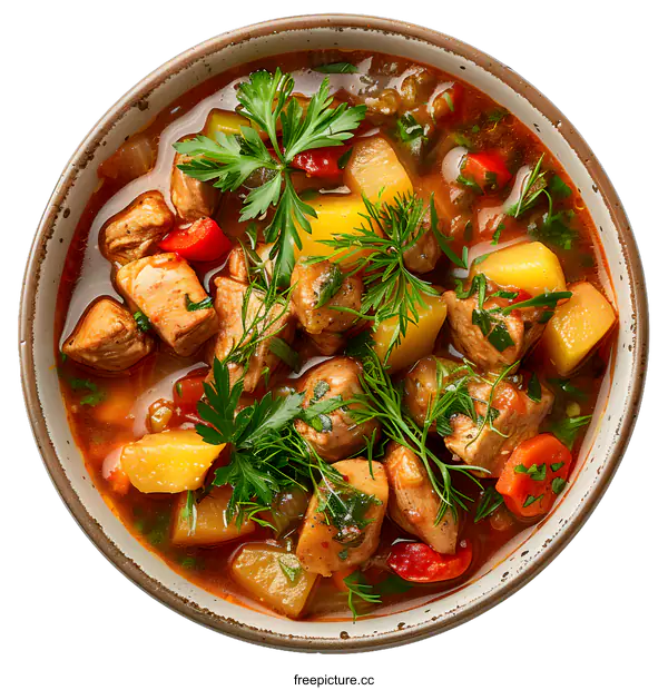 [Transparent Background PNG]A delicious and hearty beef stew with potatoes, carrots, and onions.