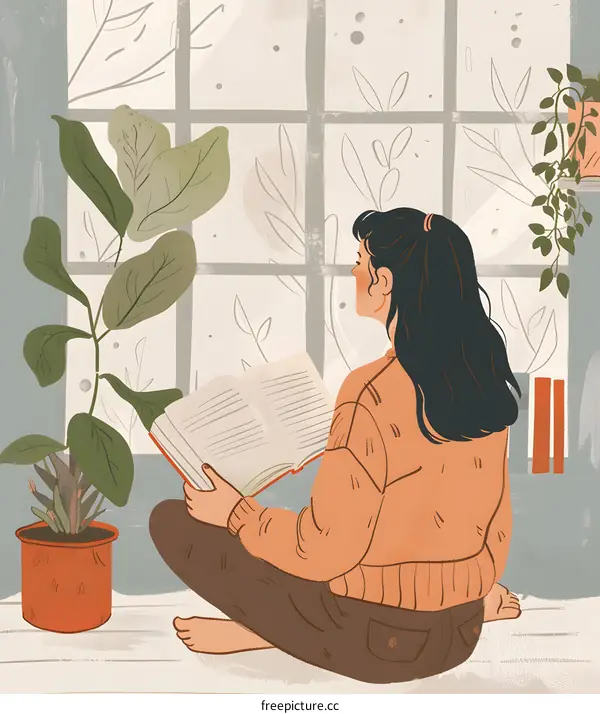 Woman Reading Book by Window