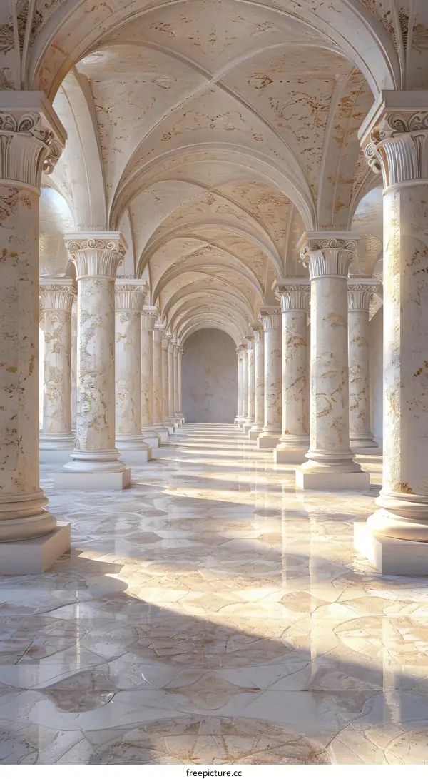 Marble Corridor in a European Neoclassical Palace