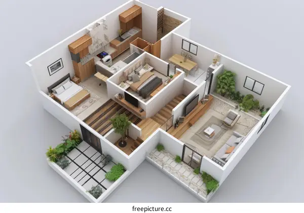 Modern Two-Bedroom Apartment Floor Plan