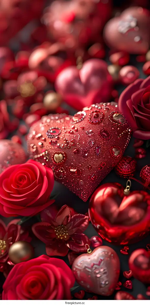 Red velvet heart-shaped ornament