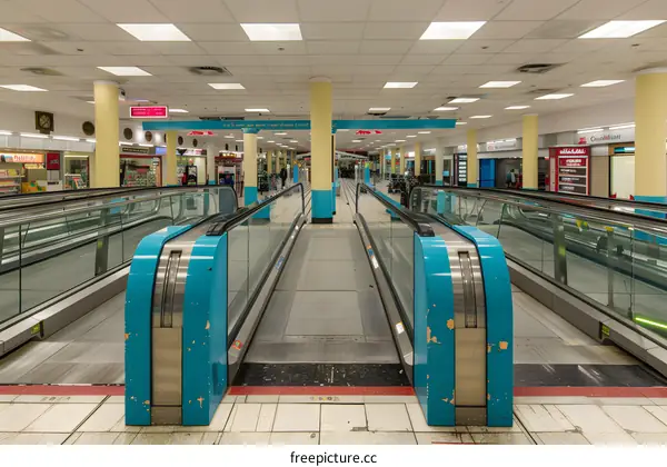 Empty Travelator In Shopping Mall