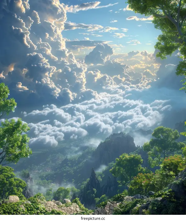 A Breathtaking Aerial View of Clouds and Mountains