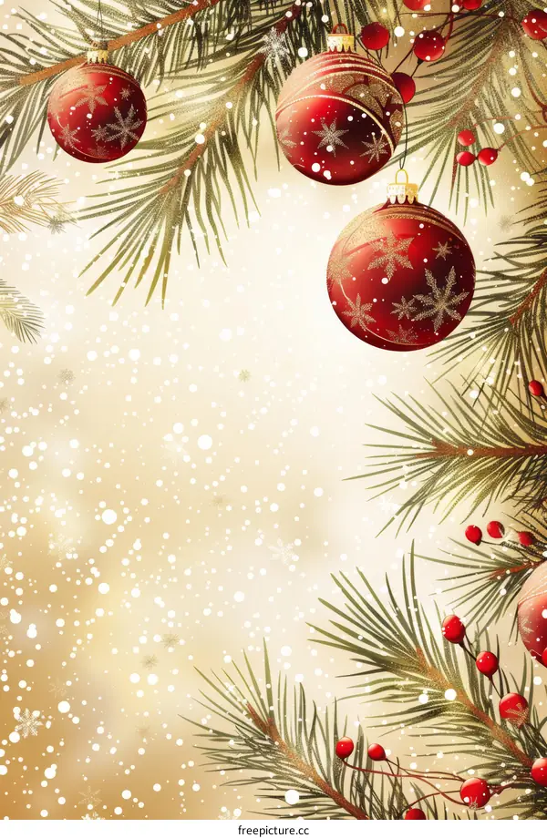 Christmas Tree Adorned with Red Ornaments