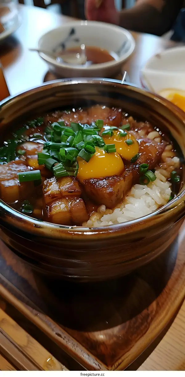 Japanese braised pork rice with egg