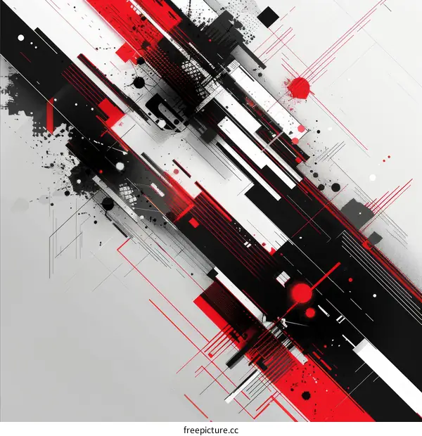 Geometric Art with Black, Red, and White Shapes