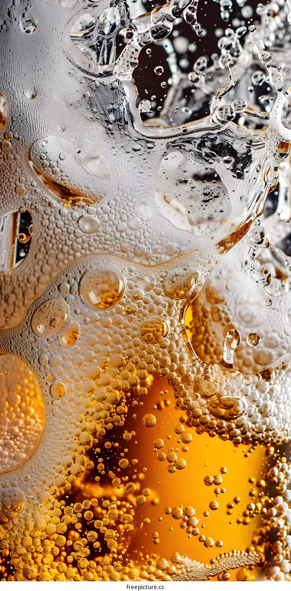 Close Up of Beer Bubbles