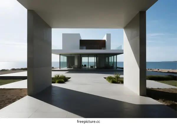 Modern Coastal House with Open Concept Design and Large Glass Windows