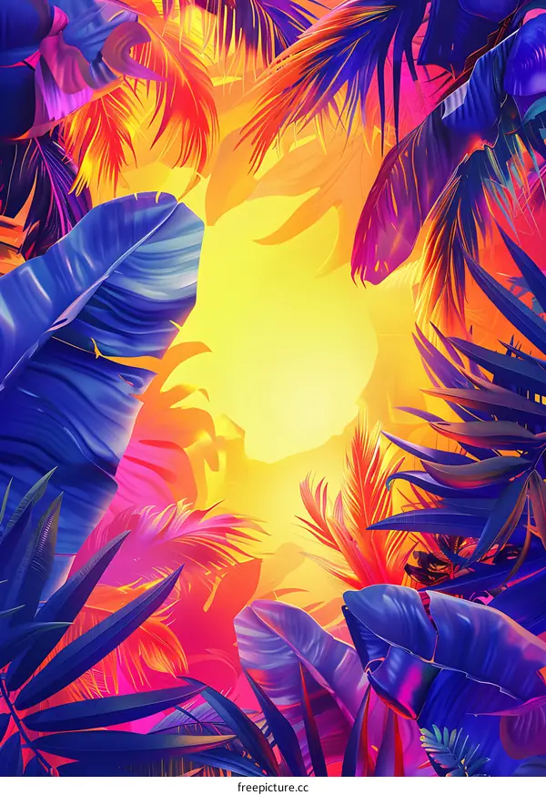 Tropical Leaves Illustration with Vibrant Colors