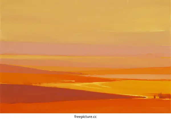 Vibrant Orange Hues Over Expansive Rolling Hills and Skies
