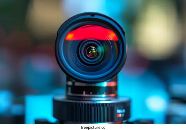 Close-up View of a Professional Camera Lens