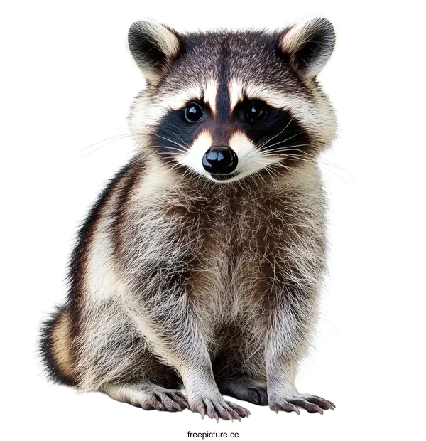 [Transparent Background PNG]Adorable Raccoon Portrait Against White Background