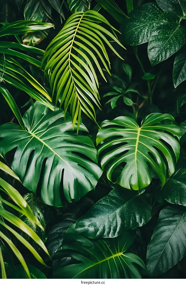 Green Tropical Leaves Background
