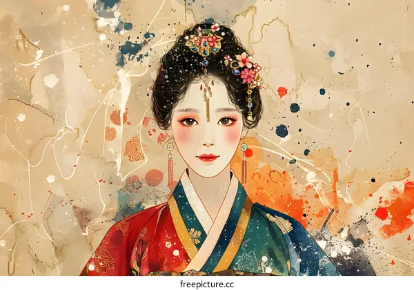 A beautiful Korean woman in traditional dress
