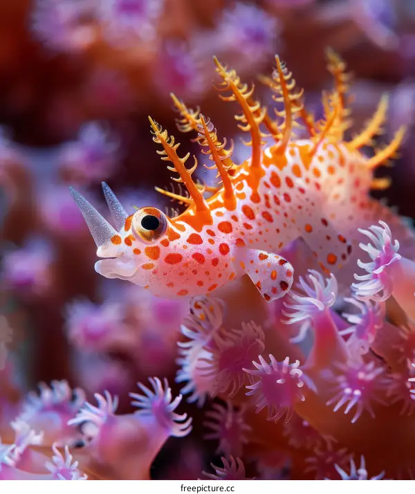 Orange-Spotted Blenny on a Pink Coral Reef