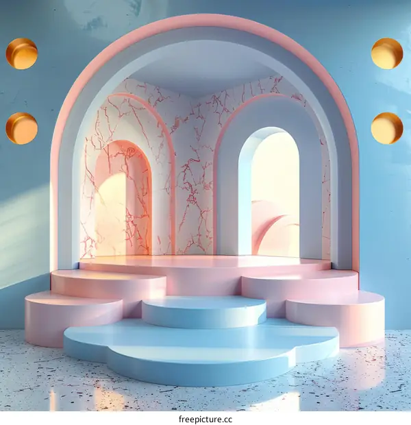 Pastel Archway Display Platform Illustration
