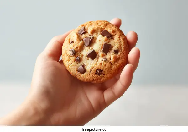 Hand Holding Chocolate Chip Cookie