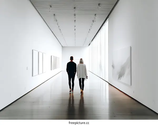 Modern Art Gallery Interior with Two People