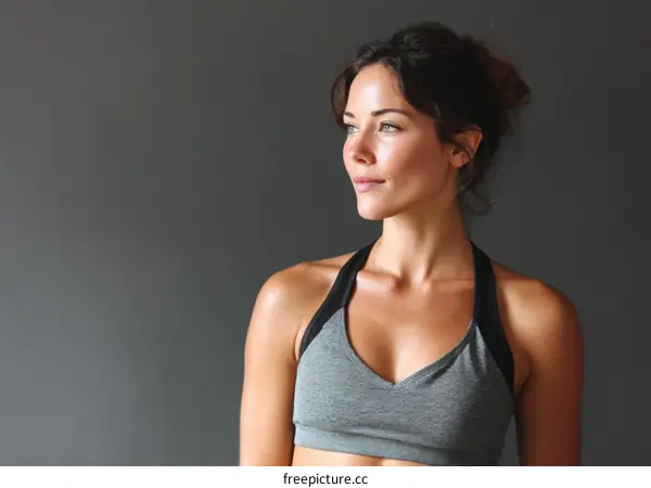 Woman in Sporty Fitness Wear Studio Portrait