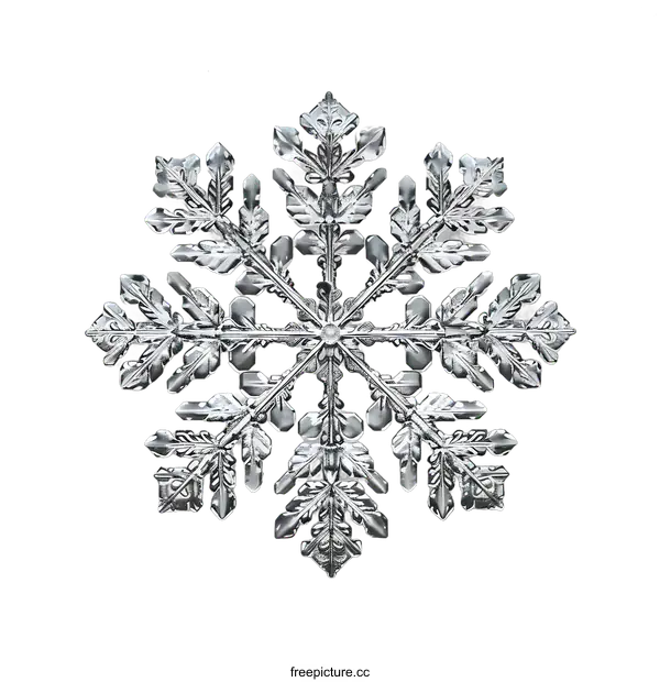 [Transparent Background PNG]Silver Snowflake on White Background
