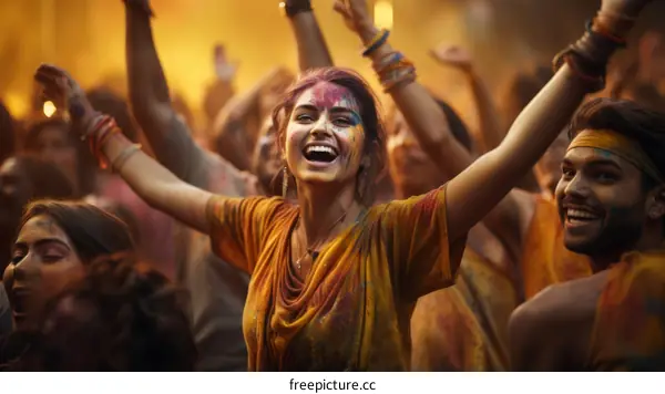 Indian People Celebrating the Hindu Holiday Holi