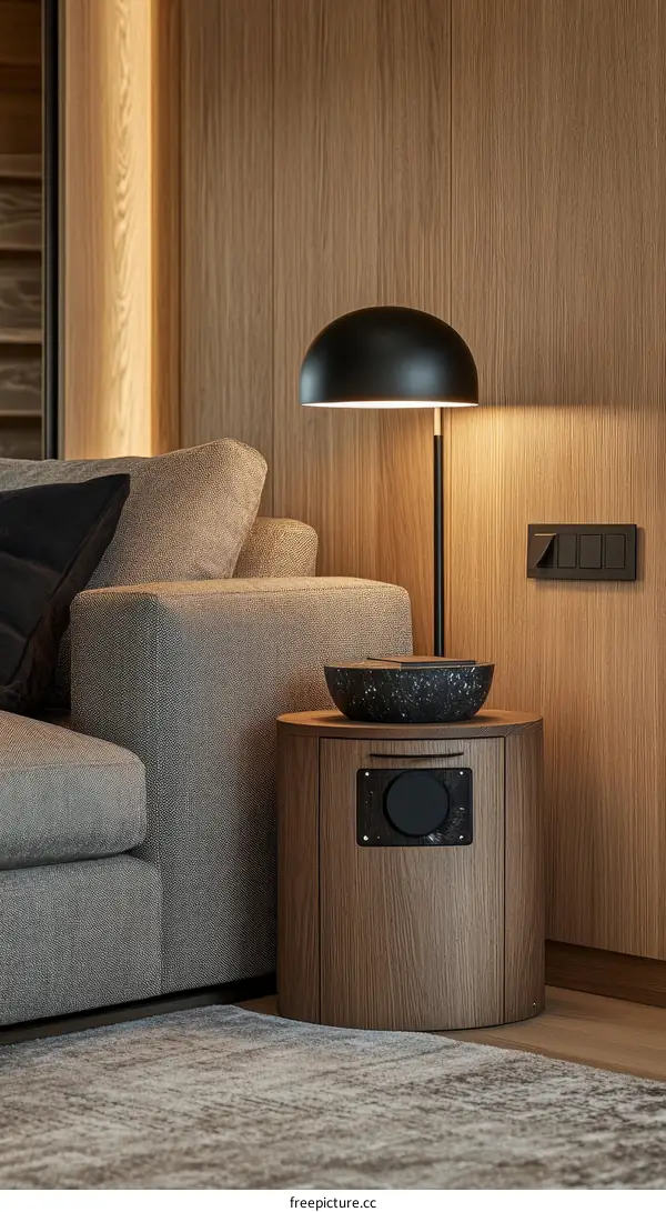 Modern Living Room Corner with Wooden Furniture