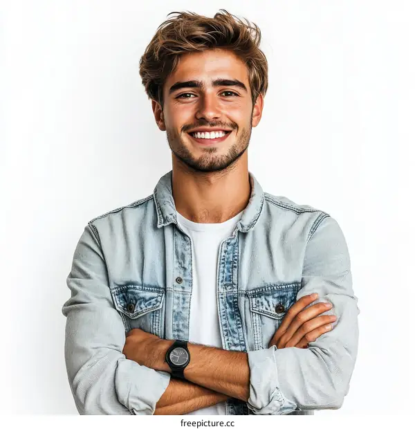 Smiling Man in Denim Jacket Portrait