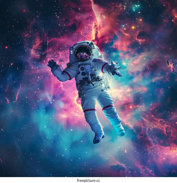 Astronaut Floating in the Vastness of Space