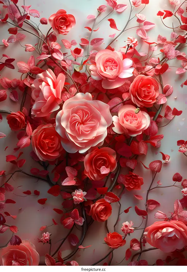 Red roses in full bloom