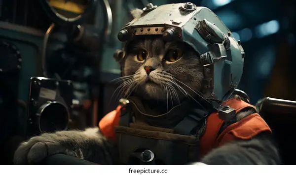 Cute Cat Astronaut in Spaceship