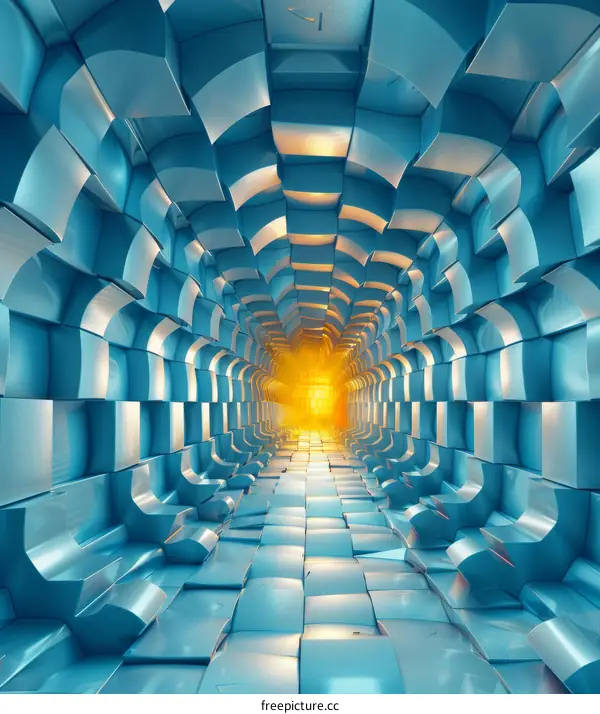 Blue and Yellow Futuristic Sci-Fi Tunnel
